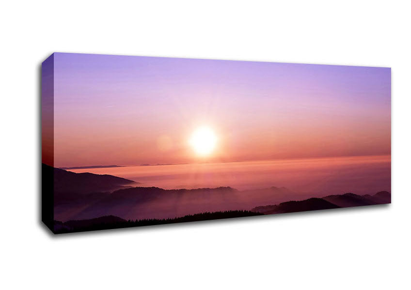 Picture of Mountain Fog At Sunset Panoramic Canvas Wall Art