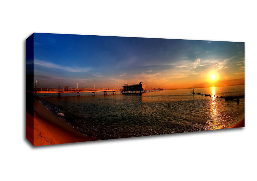 Picture of Sunrise Ocean View Pier Panoramic Canvas Wall Art