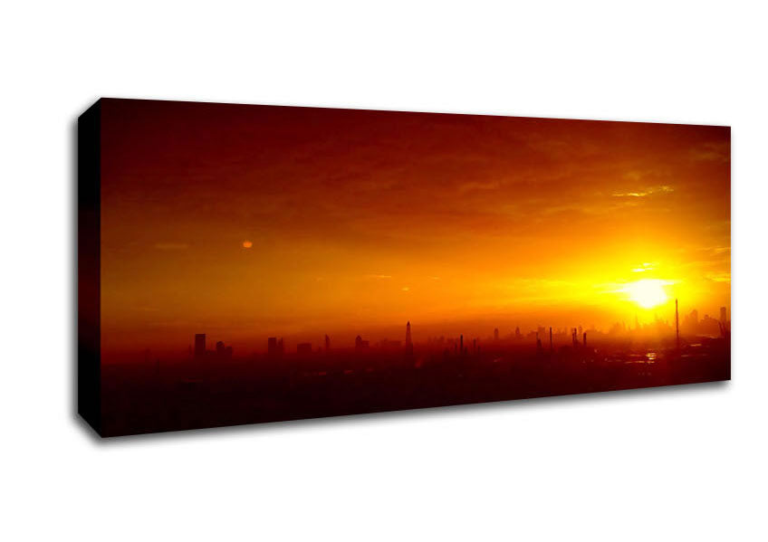 Picture of Sunset Over The City Panoramic Canvas Wall Art