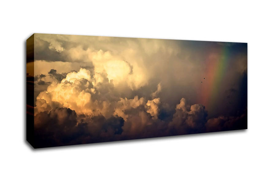 Picture of Storm Clouds And Rainbow Panoramic Canvas Wall Art