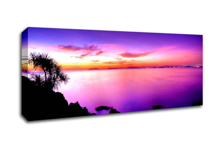 Picture of Sunset Moon Panoramic Canvas Wall Art