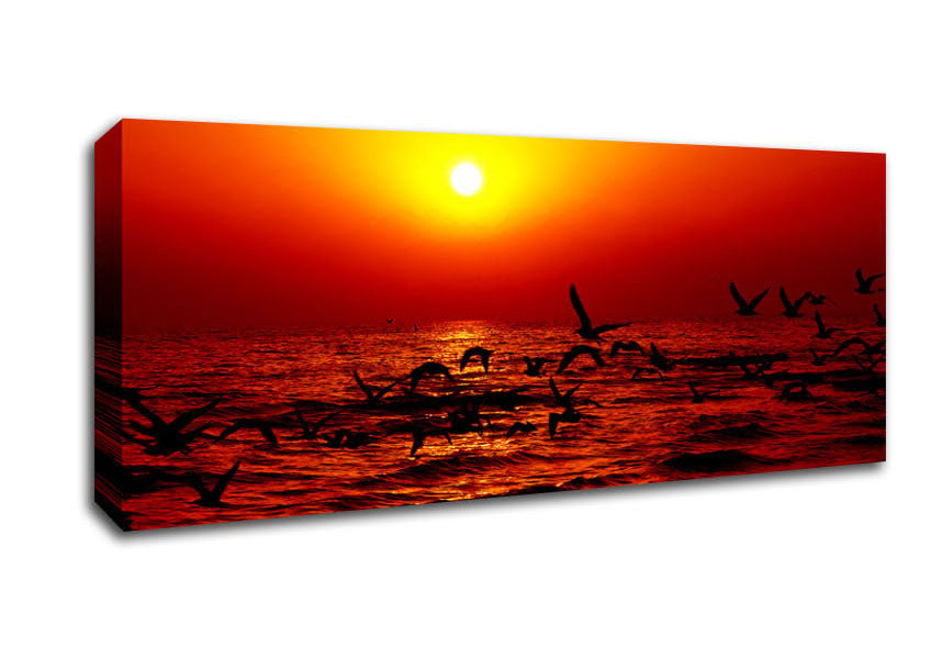 Picture of Red Ocean Flight Panoramic Canvas Wall Art