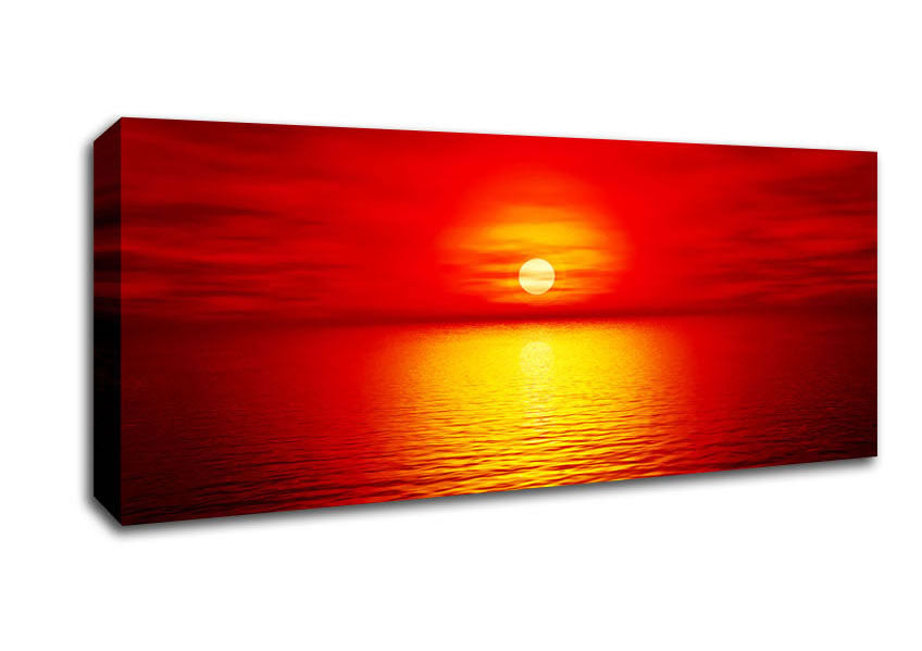 Picture of Red Skies Over The Golden Ocean Panoramic Canvas Wall Art