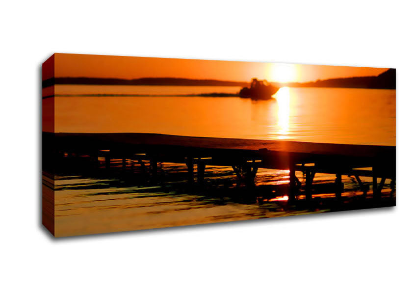 Picture of Peach Sunset Jetty Panoramic Canvas Wall Art