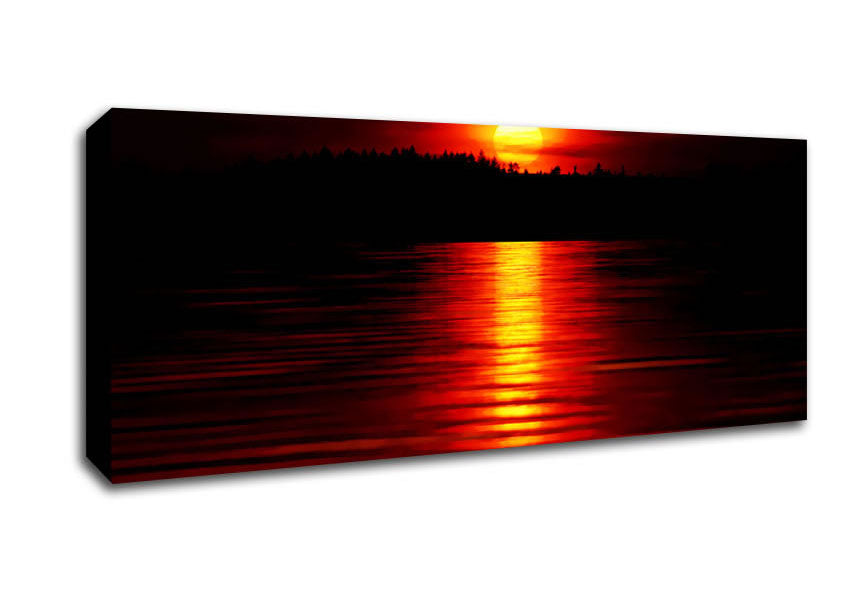 Picture of Red Lake Reflections Panoramic Canvas Wall Art