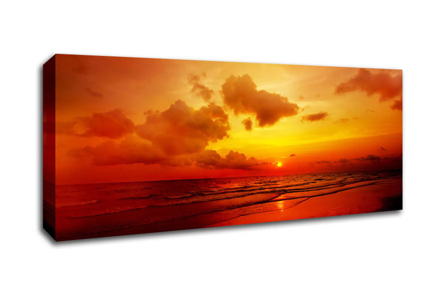 Picture of Distant Sunset Ocean Panoramic Canvas Wall Art