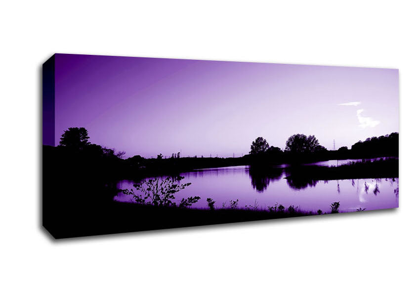 Picture of Purple Peaceful Waters Panoramic Canvas Wall Art