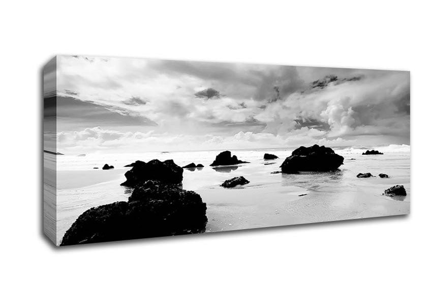 Picture of Until The Tide Returns B n W Panoramic Canvas Wall Art