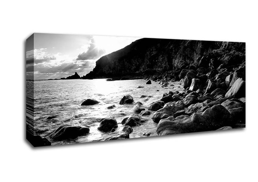 Picture of Cornwall Waters B n W Panoramic Canvas Wall Art