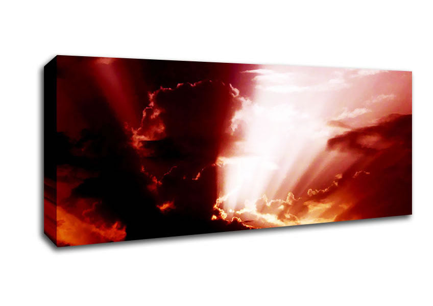 Picture of Sun Through The Clouds Red Panoramic Canvas Wall Art