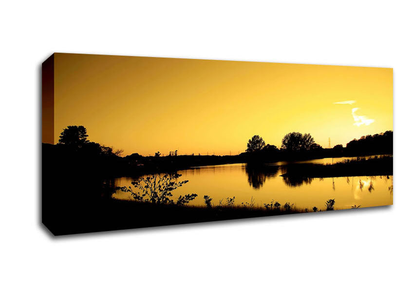 Picture of Yellow Peaceful Waters Panoramic Canvas Wall Art