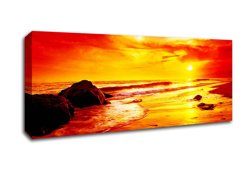 Picture of Blazing Orange Seas Panoramic Canvas Wall Art