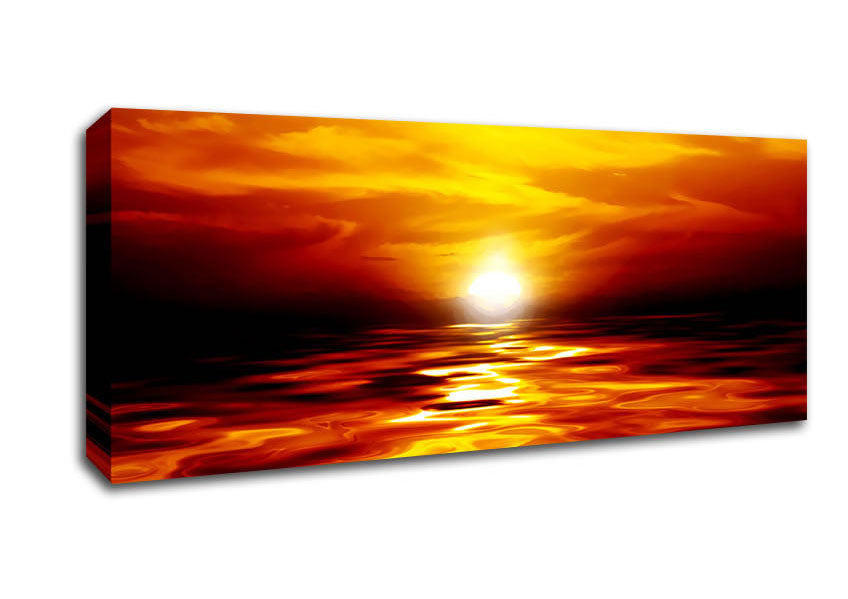 Picture of Lava Ocean Sunset Yellow Panoramic Canvas Wall Art