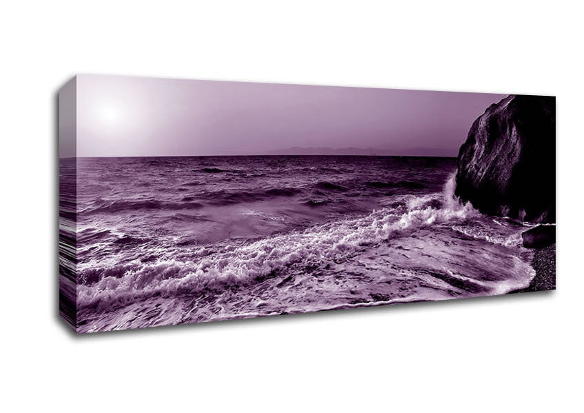 Picture of Lilac Ocean Sun Panoramic Canvas Wall Art