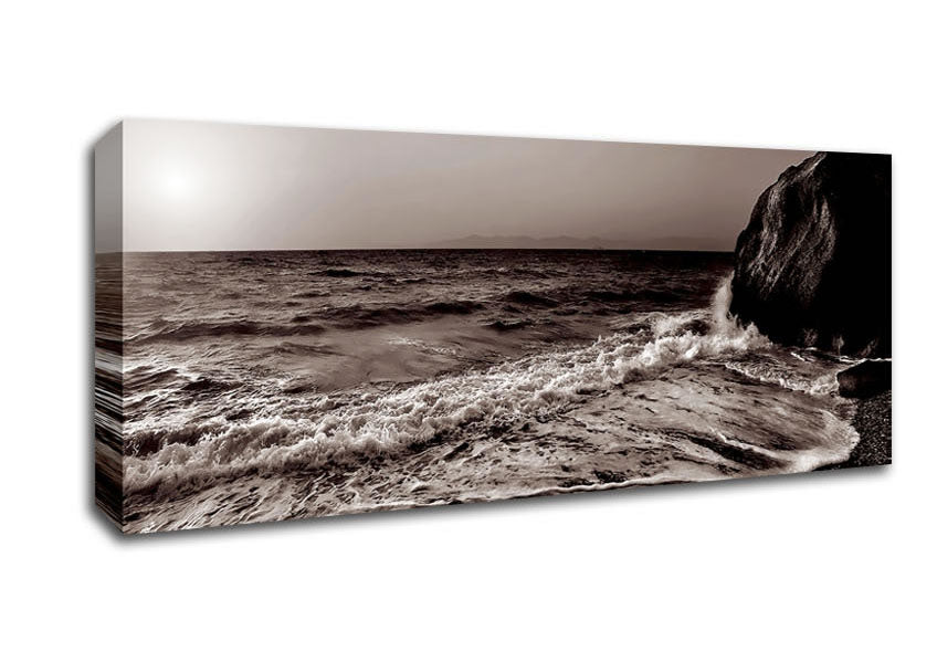 Picture of Chocolate Ocean Sun Panoramic Canvas Wall Art