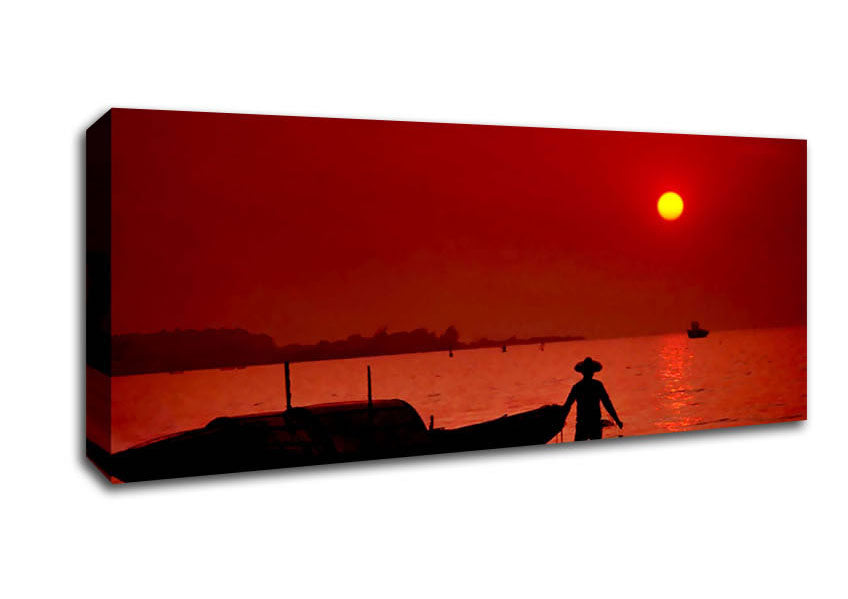 Picture of Red Fishermans Ocean Panoramic Canvas Wall Art