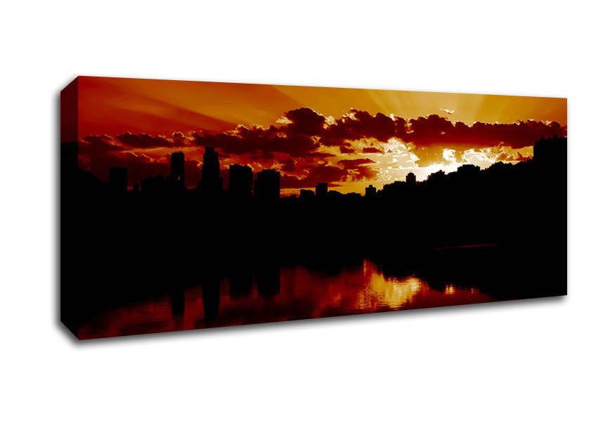 Picture of Caramel Sunrays Panoramic Canvas Wall Art