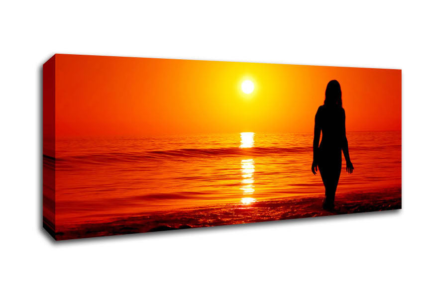 Picture of The Goddess Of The Orange Ocean Sun Panoramic Canvas Wall Art