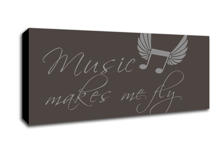 Picture of Boys room Quote Music Makes Me Fly Chocolate Panoramic Canvas Wall Art