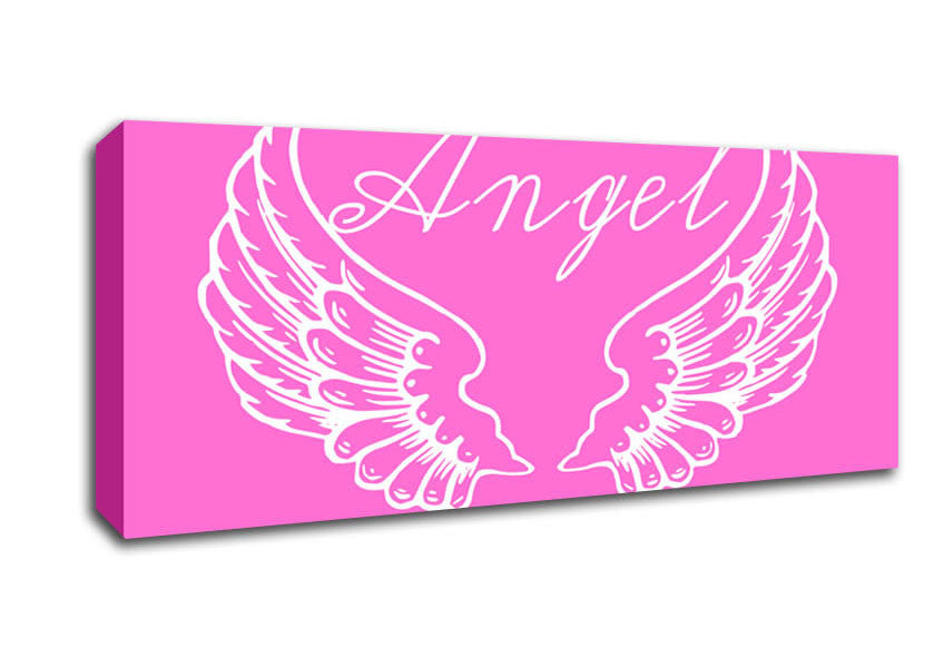 Picture of Angel Wings 4 Vivid Pink Panoramic Canvas Wall Art