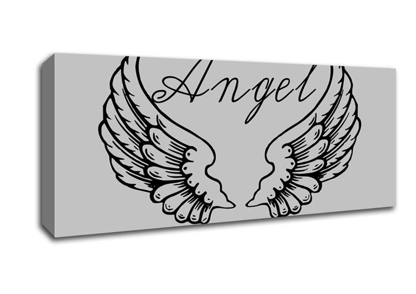 Picture of Angel Wings 4 Grey Panoramic Canvas Wall Art