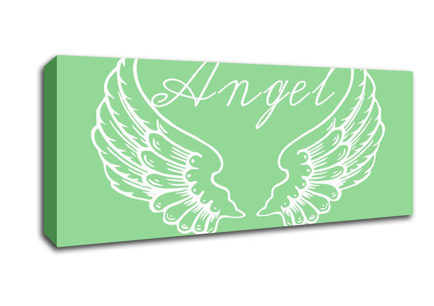 Picture of Angel Wings 4 Green Panoramic Canvas Wall Art