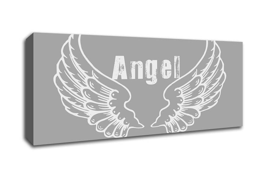 Picture of Angel Wings 2 Grey White Panoramic Canvas Wall Art