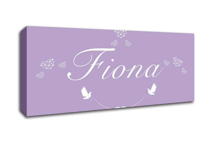 Picture of Your Name In Hearts Lilac Panoramic Canvas Wall Art