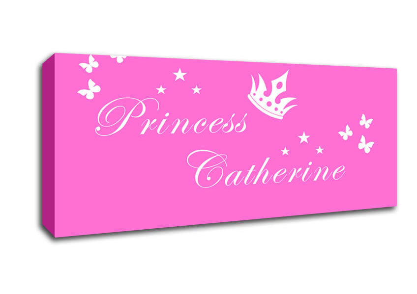 Picture of Your Own Name Princess 2 Vivid Pink Panoramic Canvas Wall Art