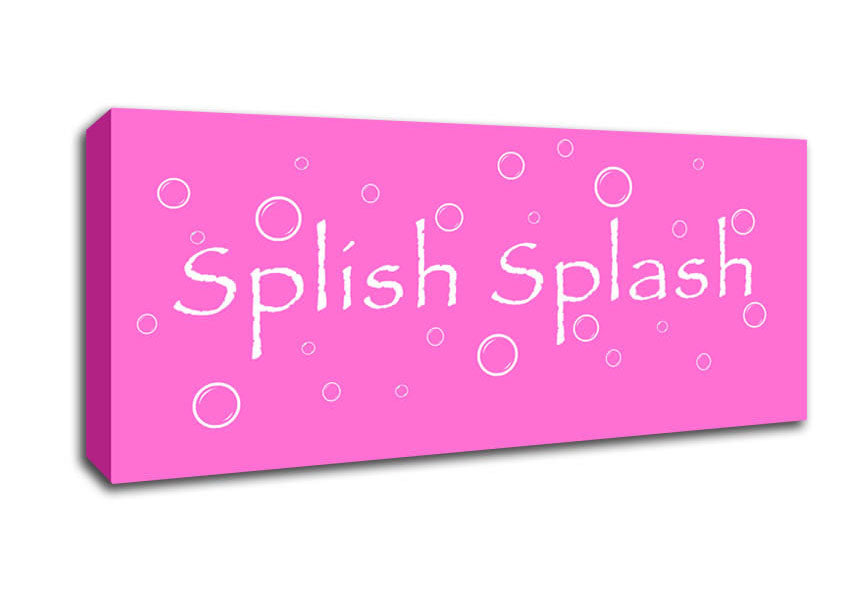 Picture of Bathroom Quote Splish Splash Bathroom Vivid Pink Panoramic Canvas Wall Art