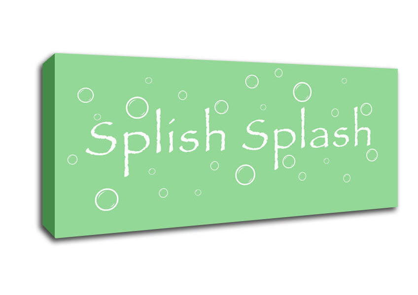 Picture of Bathroom Quote Splish Splash Bathroom Green Panoramic Canvas Wall Art