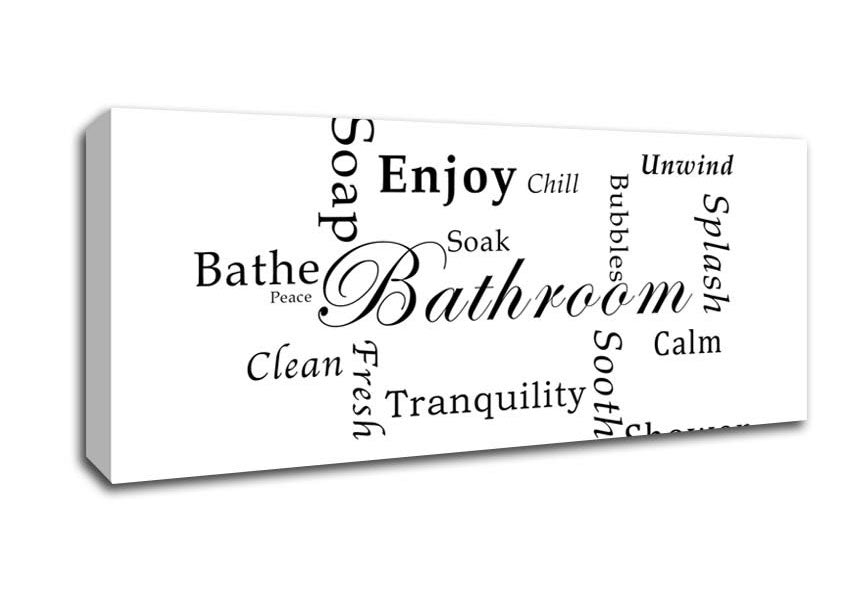 Picture of Bathroom Quote Bathroom Tranquility White Panoramic Canvas Wall Art