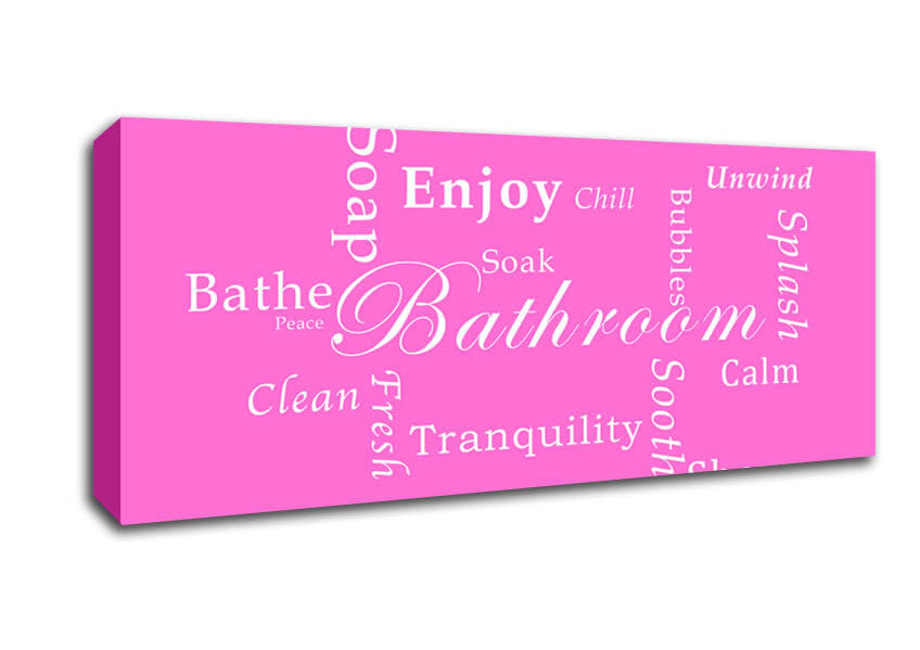 Picture of Bathroom Quote Bathroom Tranquility Vivid Pink Panoramic Canvas Wall Art