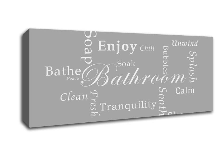 Picture of Bathroom Quote Bathroom Tranquility Grey White Panoramic Canvas Wall Art