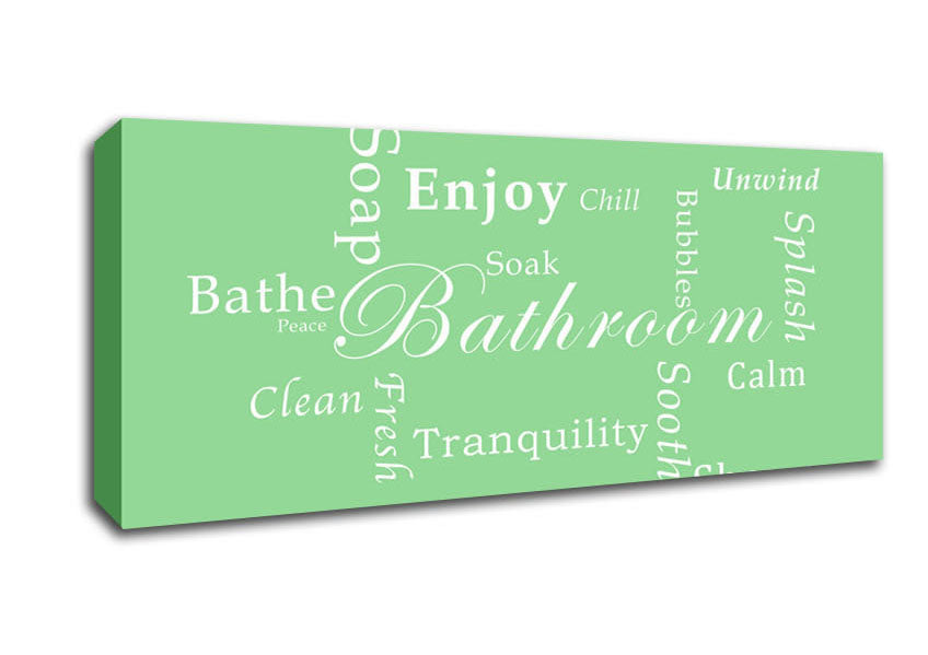 Picture of Bathroom Quote Bathroom Tranquility Green Panoramic Canvas Wall Art