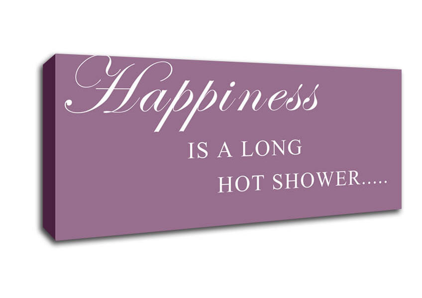 Picture of Bathroom Quote Happiness Is A Long Hot Shower Dusty Pink Panoramic Canvas Wall Art