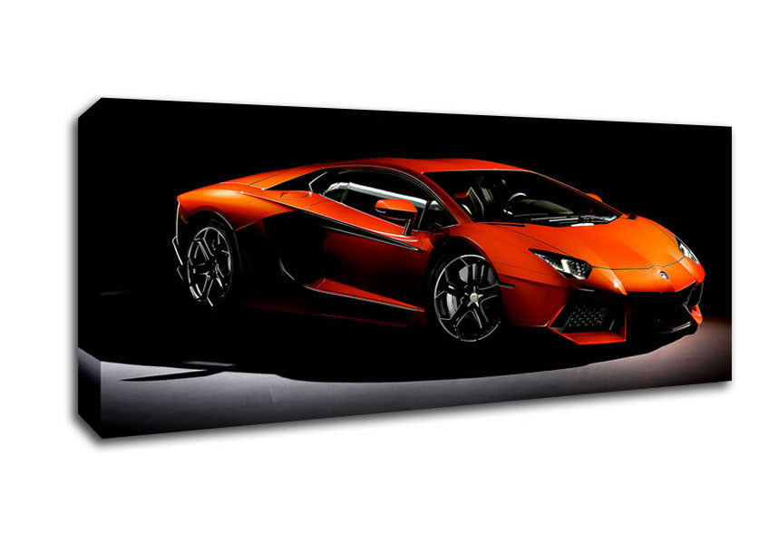 Picture of Lamborghini Aventador Orange Panoramic Canvas Wall Art