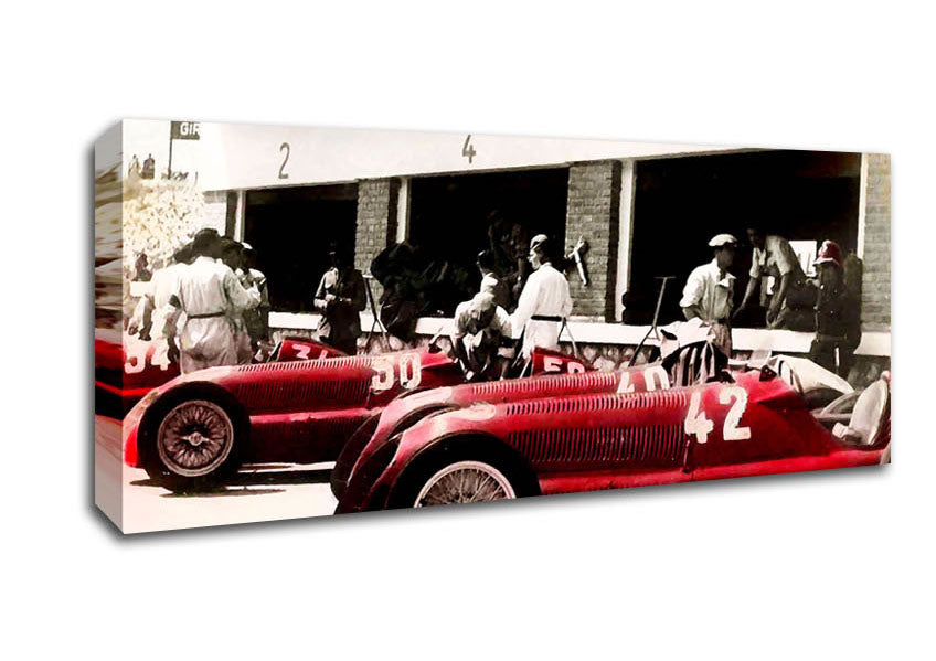 Picture of Formula One Classic Pit Stops Panoramic Canvas Wall Art