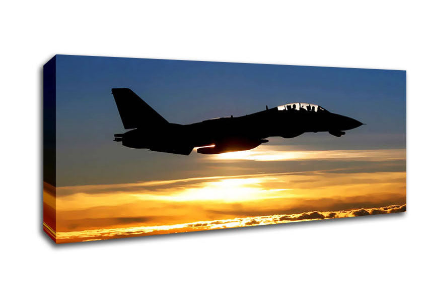 Picture of Fighter Pilots At Sunset Panoramic Canvas Wall Art