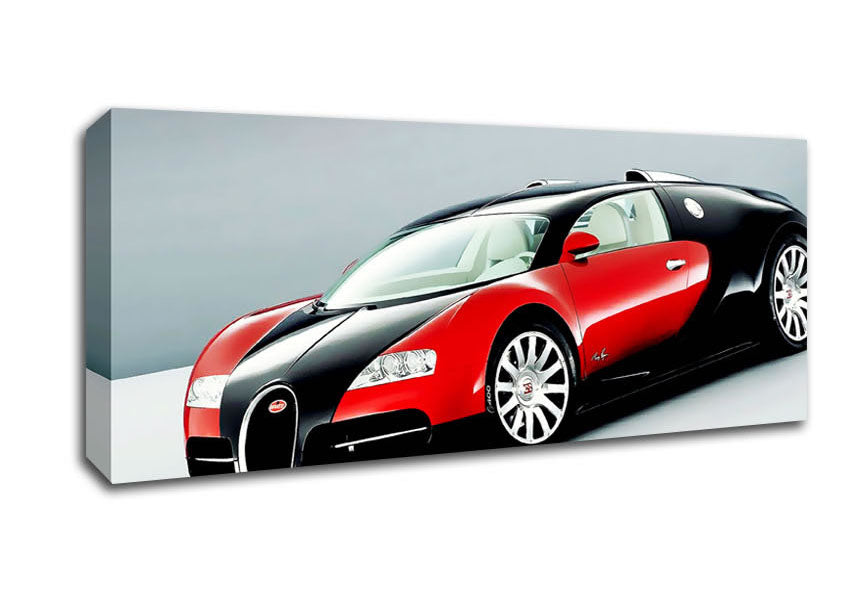 Picture of Bugatti Veyron Red And Black Side Profile Panoramic Canvas Wall Art