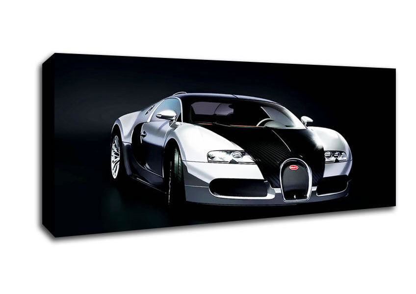 Picture of Bugatti Veyron Black Silver Panoramic Canvas Wall Art