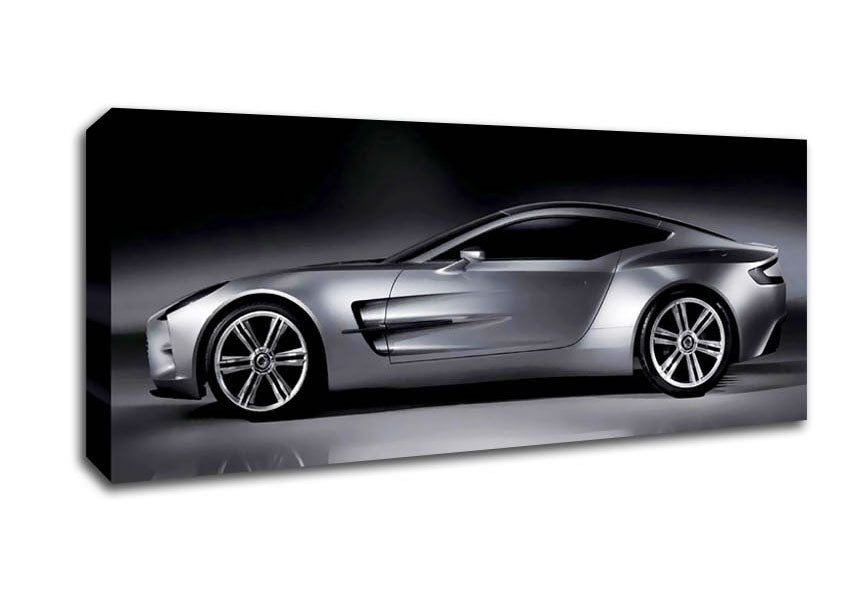 Picture of Aston Martin Db9 Silver Side Profile Panoramic Canvas Wall Art