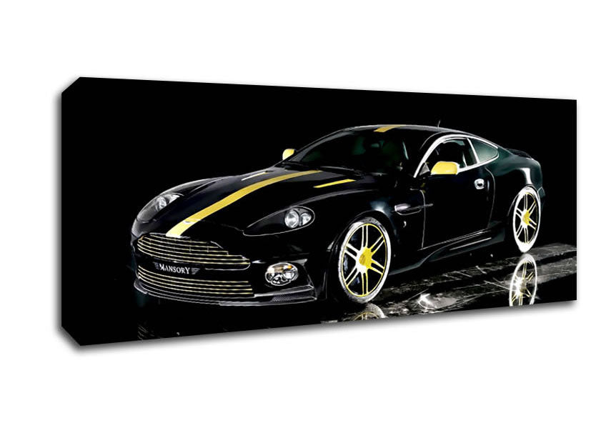 Picture of Aston Martin Db9 Black And Yellow Panoramic Canvas Wall Art