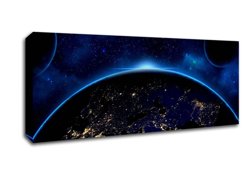 Picture of Blue Space Panoramic Canvas Wall Art