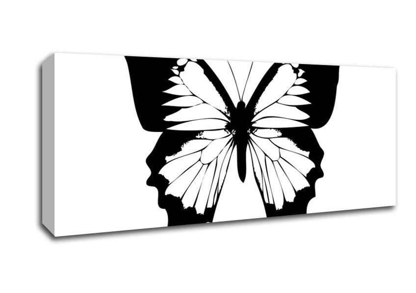 Picture of Black And White Butterfly Wings Panoramic Canvas Wall Art