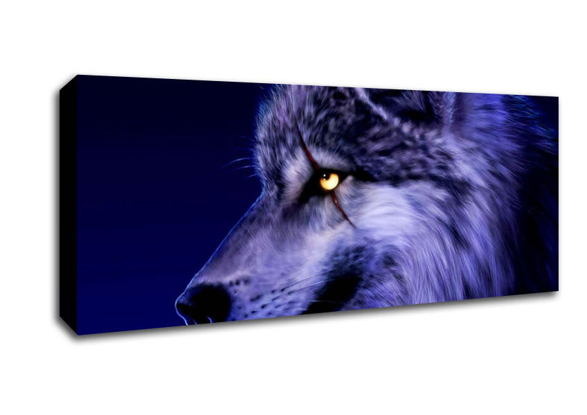 Picture of Blue Wolf Eye Panoramic Canvas Wall Art