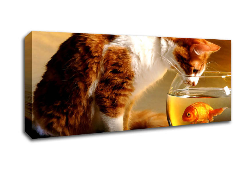 Picture of Cat And Fish Panoramic Canvas Wall Art