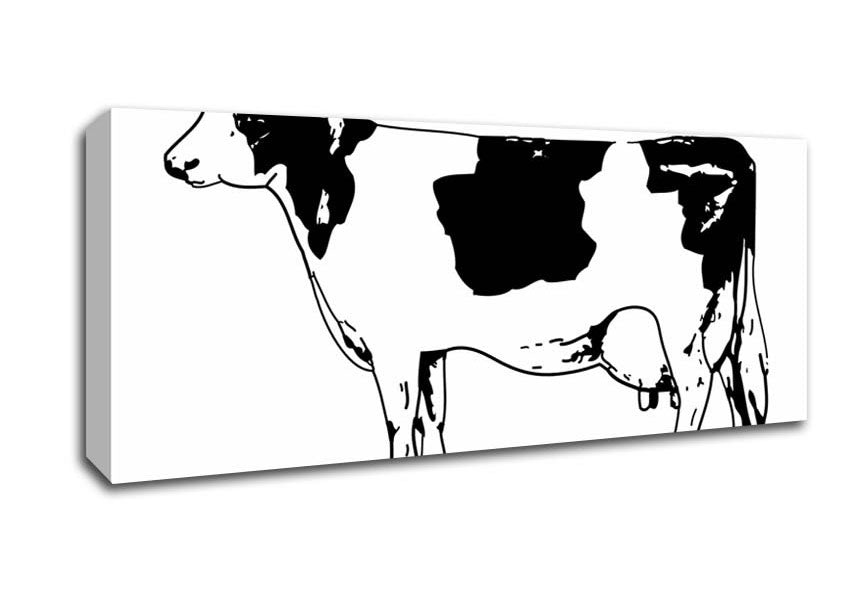 Picture of Cow Black And White Panoramic Canvas Wall Art