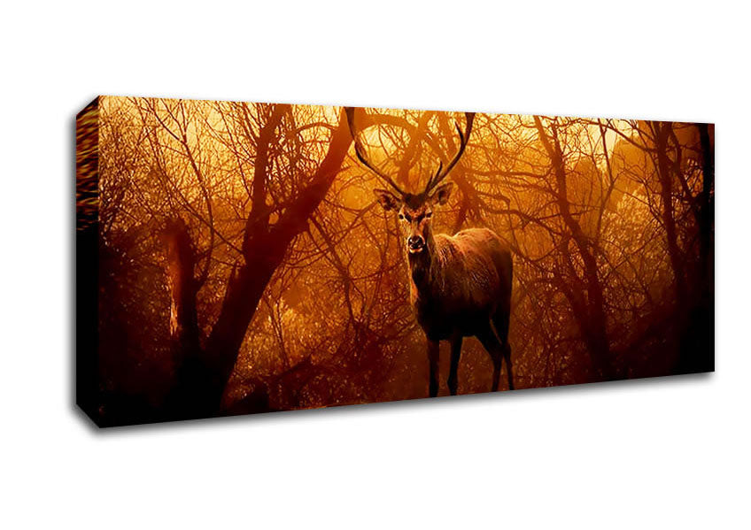 Picture of Deer In Winter Panoramic Canvas Wall Art