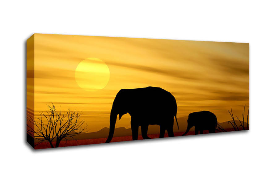 Picture of Elephant Safari Desert Panoramic Canvas Wall Art